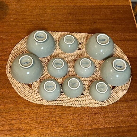 World Market Elegant Floral Soup and Dipping Sauce Bowls Set Celadon Green White - Picture 5 of 14